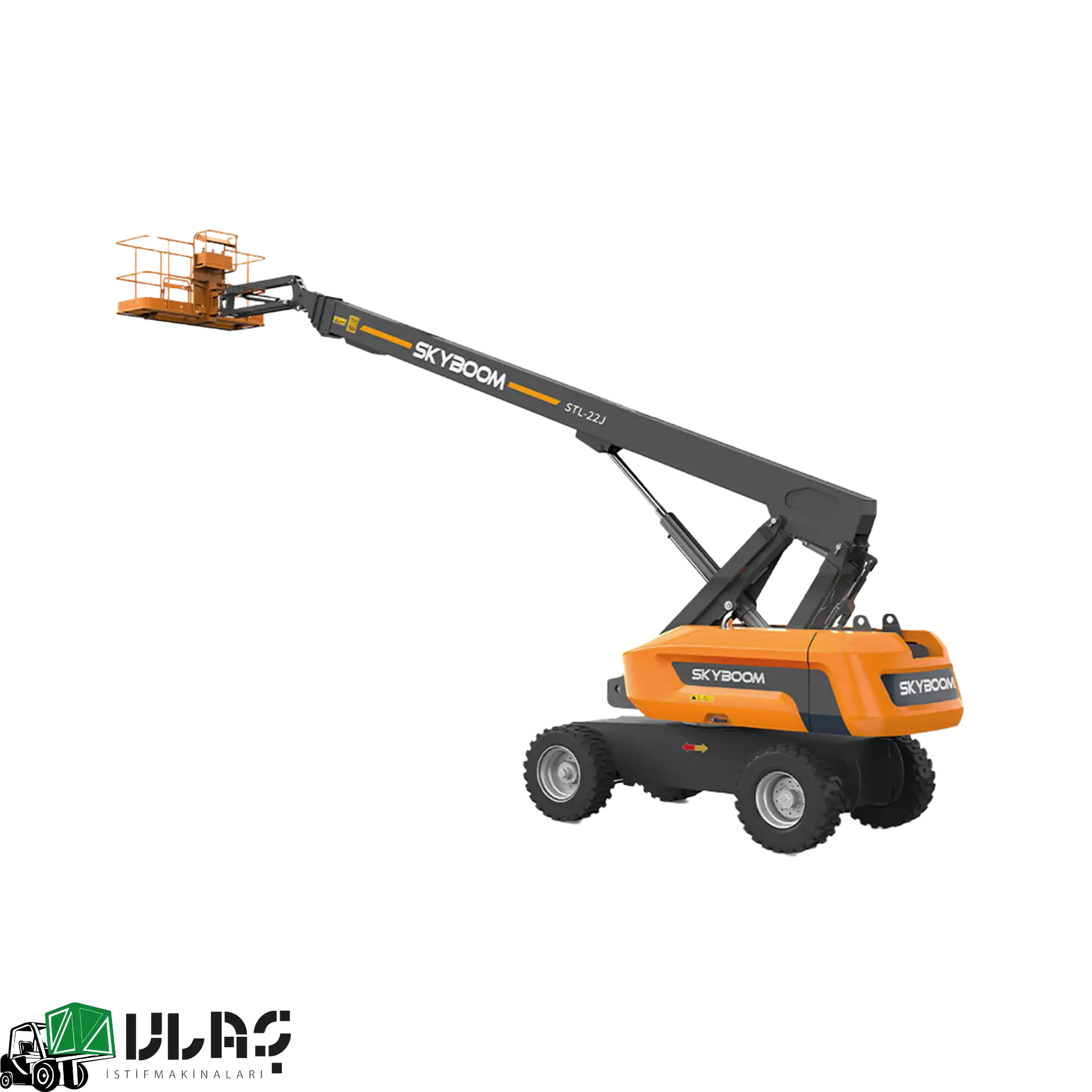 24 metre çalışma yüksekliğine sahip dizel teleskopik bomlu platform — Ulaş İstif Makinaları güvencesiyle üretilmiş, 4×4 çekiş sistemi, yüksek yatay erişim kabiliyeti ve güçlü dizel motoruyla endüstriyel dış mekânlarda profesyonel kullanım için tasarlanmış ağır hizmet tipi platform görseli.